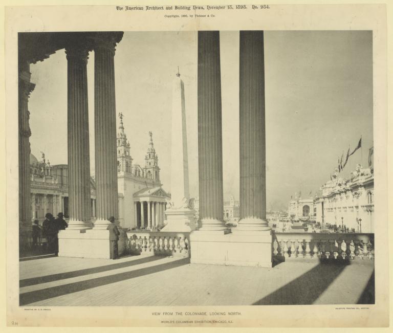 View from the Colonnade, looking north. World's Columbian Exhibition, Chicago, Ill