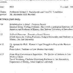 Schedules, Israel and Jewis...