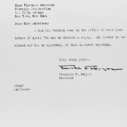 Letter from Franklin F. Hop...