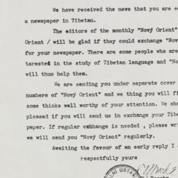 Letter from Oriental Instit...