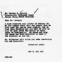 Letter from Guy B. Johnson ...