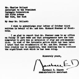 Letter from Marshall E. Dim...