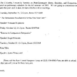 Correspondence, 2001-09-14....