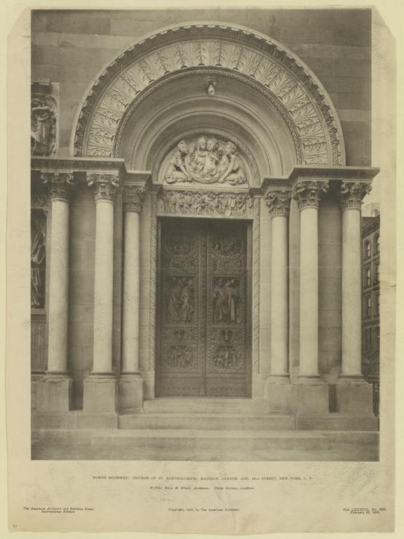 North doorway: Church of St. Bartholomew, Madison Avenue and 45th Street, New York, N. Y. McKim, Mead & White, Architects. Philip Martiny, Sculptors