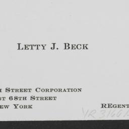 315 E. 68 Street, Letty J. ...