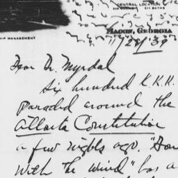 Letter from Arthur Raper to...