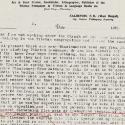 Tharchin's letter about...