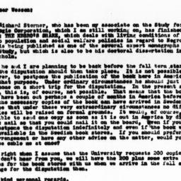 Letter from Gunnar Myrdal t...