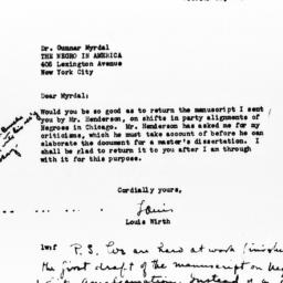 Letter from Louis Wirth to ...