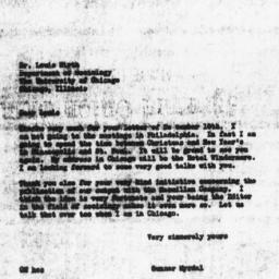 Letter from Gunnar Myrdal t...