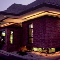 Exterior view at night, dri...