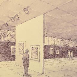 Interior perspective drawing.
