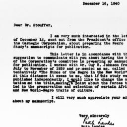 Letter from Ruth Landes to ...