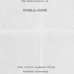 Reminiscences of Douglas W....