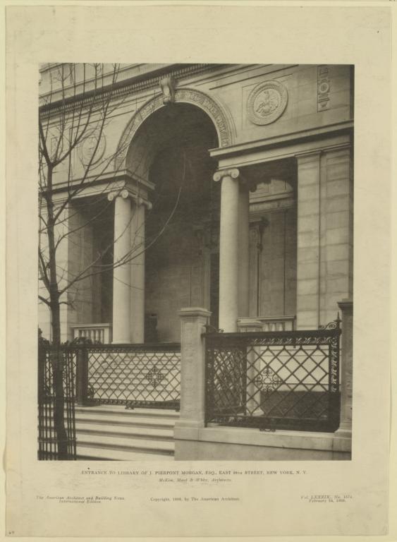 Entrance to Library of J. Pierpont Morgan, Esq., East 36th Street, New York, N. Y. McKim, Mead & White, Architects