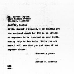 Letter from Rowena S. Hadse...