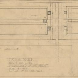 Iron railing elevation, sec...