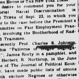 Letter to editors of THE NE...