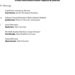 Schedule, Israel and Jewish...
