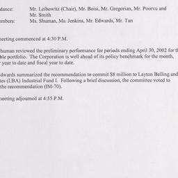 Investment Committee Meetin...