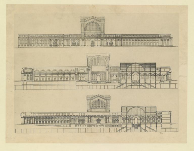 Page No. 213 - [Elevation and longitudinal sections, Pennsylvania ...