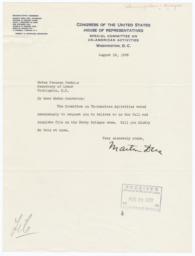 Letter from Martin Dies, Chairman of the Special Committee on Un-American Activities, to Frances Perkins, requesting Harry Bridges case file