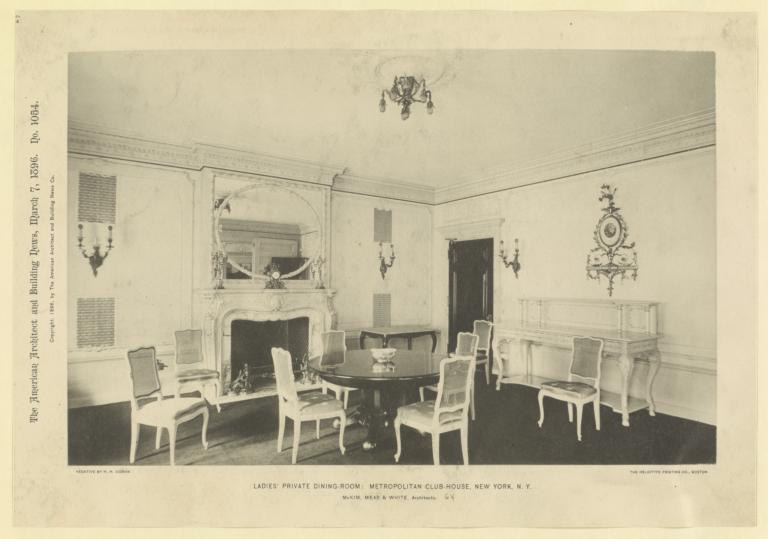 Ladies' private Dining-room: Metropolitan Club-House, New York, N. Y. McKim, Mead & White, Architects