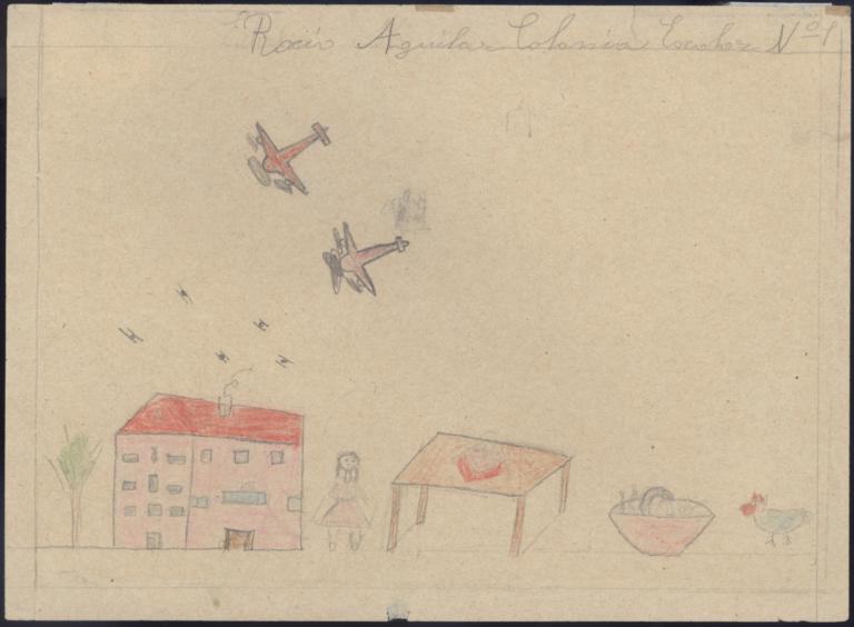 Drawing Of A Girl Outside With Airplanes