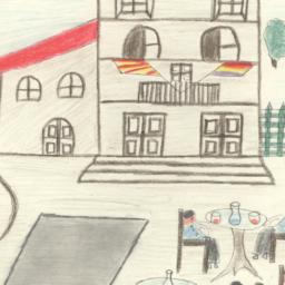 This Drawing Shows A Cafe W...