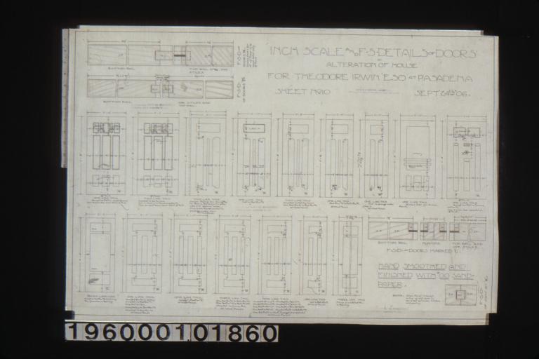 Inch scale and F.S. details of doors : Sheet no 10\,
