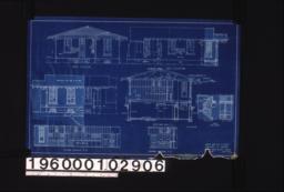 North elevation\, east elevation\, west elevation\, section A-A\, east elevation and north elevation of stairs\, sectional elevation B-B\, sectional elevation C-C : Sheet no. 2(R2).