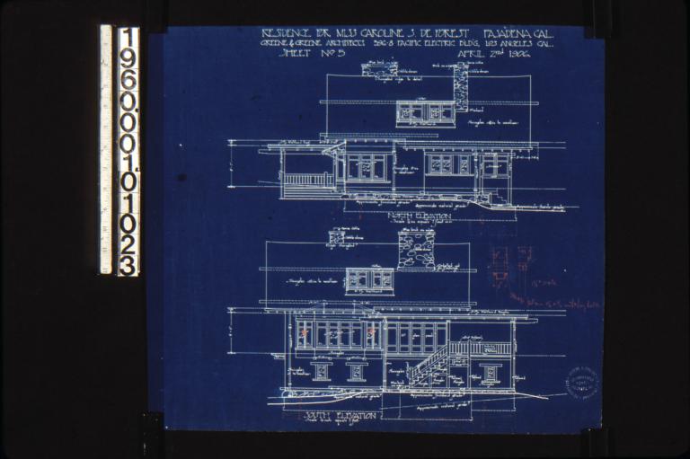 North elevation\, south elevation : Sheet no. 5\,
