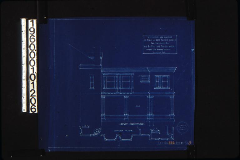 Partial east elevation\, partial plan of second floor : Sheet no. 3.