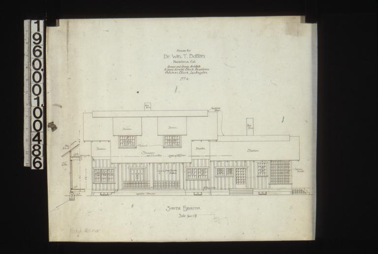 South elevation with section through wall : No. 4.