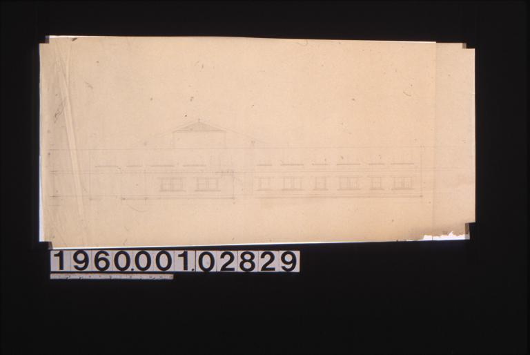 West elevation\, perspective sketch of roof