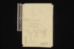 Details of east sleeping porch -- elevation\, vertical section through east wall\, section on line A-B : Sheet no. 6.