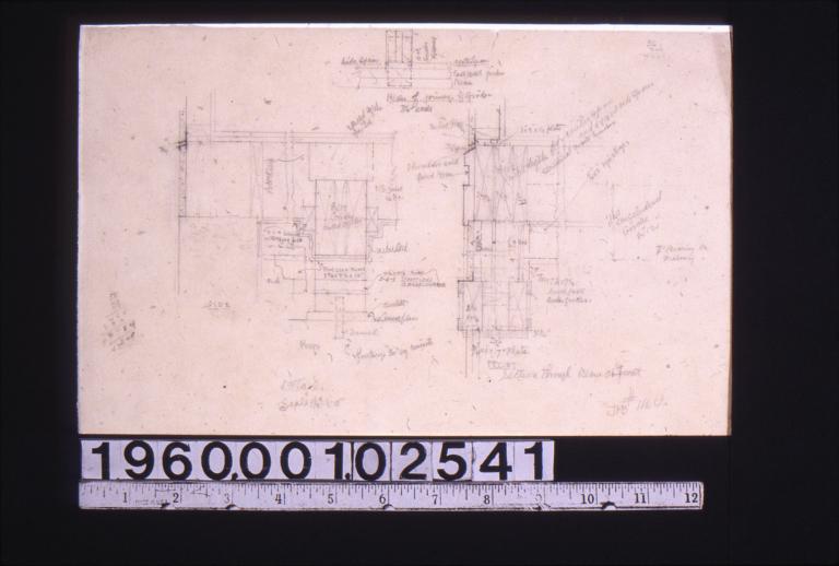 Details -- side and front sections through beam on front; illegible of joining of girders.