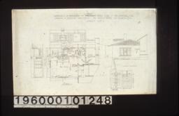 Plan of addition; elevations of bedroom -- west side\, north side; south elevation of addition; detail drawings of front door in elevation and full size section : Sheet no. 1.