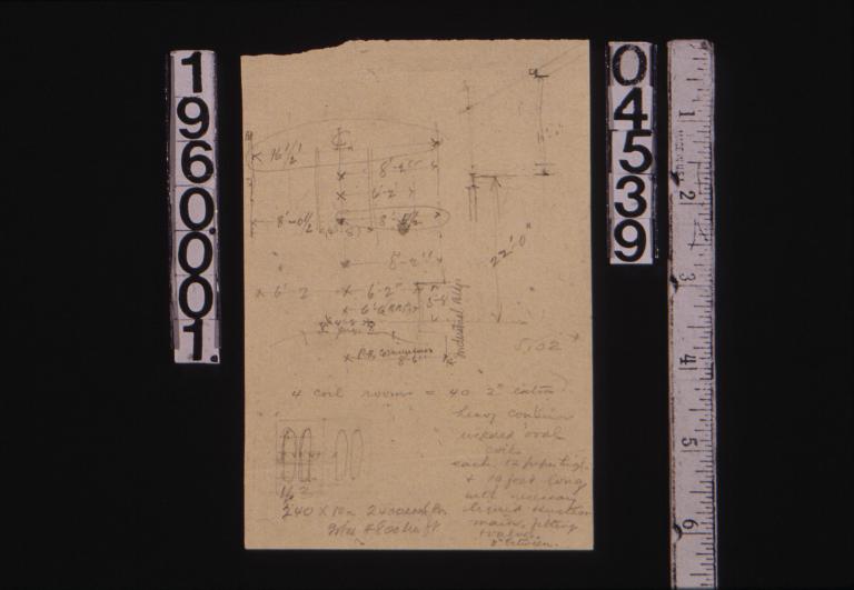Unidentified rough sketches with measurements and notes