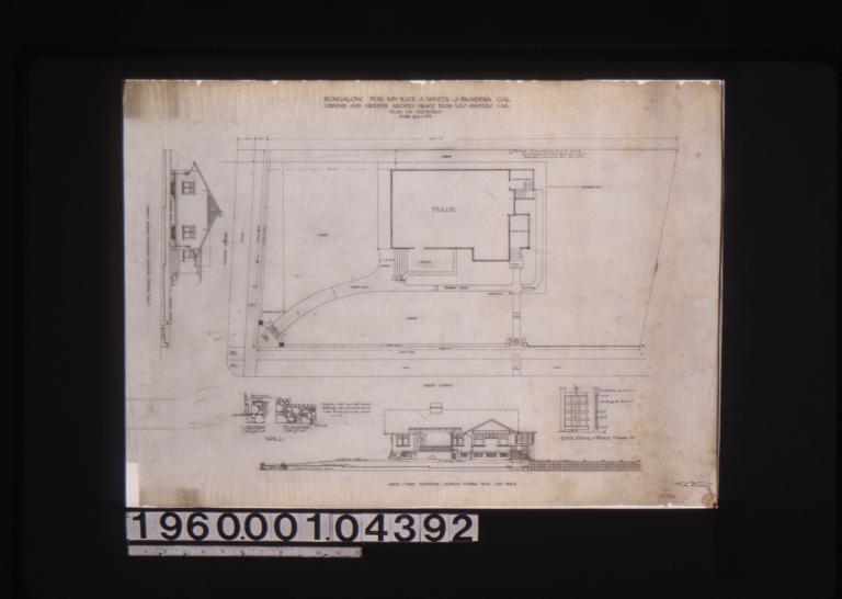 Site plan of grounds; Brent Avenue elevation showing coping wall; section and elevation of wall; Oxley Street elevation showing coping wall and fence; 1/2 inch details of fence on Oxley St.