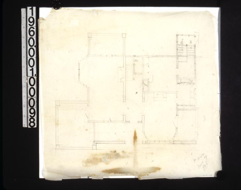 Rough preliminary sketch of 1st floor plan /