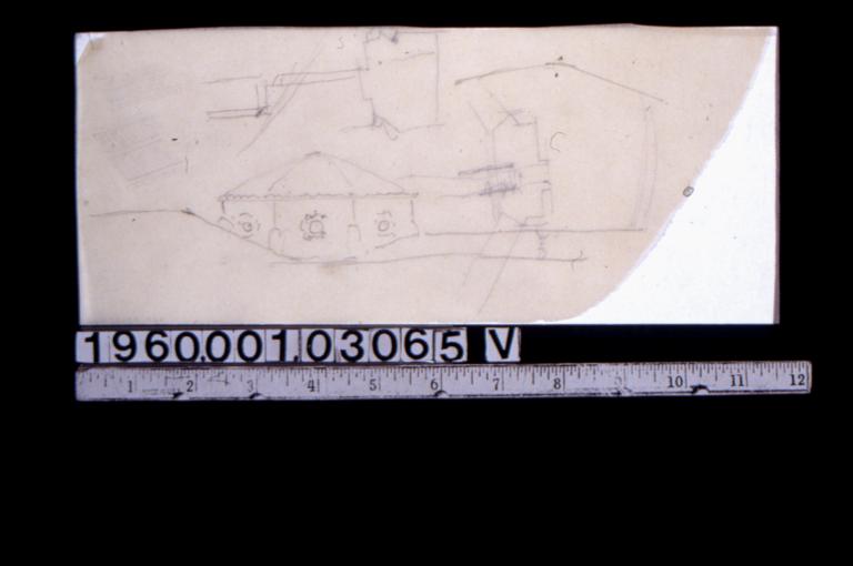 Rough sketch of rounded roof structure\, unidentified sketch (2)