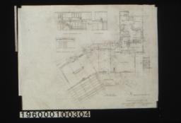 First floor plan\, elevation of northeast wall in hall\, section on line A-A\, elevation of southwest wall in hall\, half elevation of northeast wall in breakfast rm. : Sheet no. 2. (2)