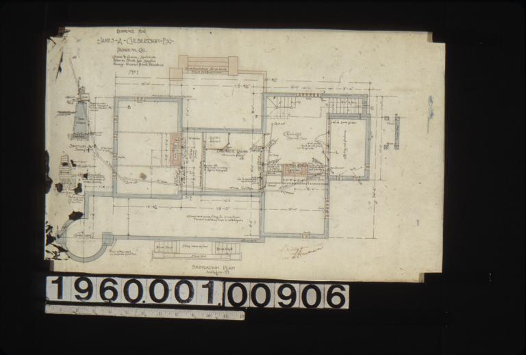 Foundation plan\, section A-B through pier\, section through chimney footing : No. 1.