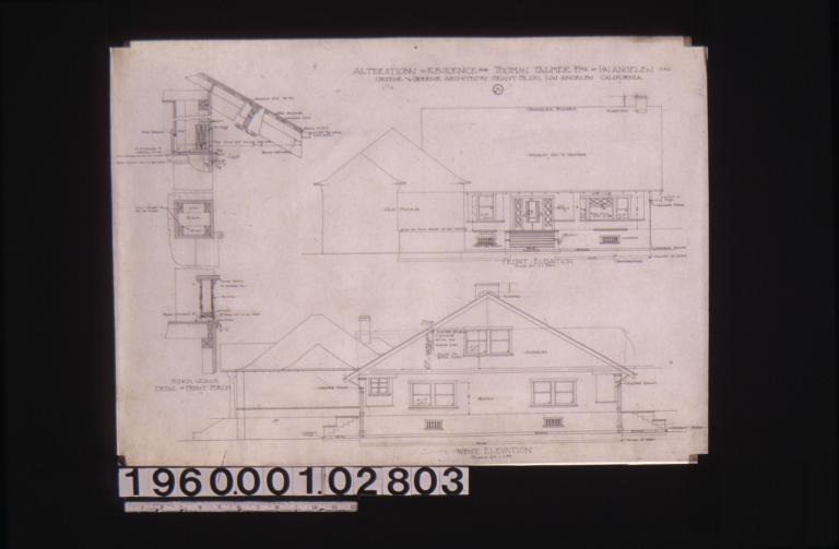 Front elevation; south elevation; detail of front porch -- section\, plan : 3.