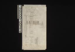 3/4" scale details of finish around columns -- plan of ceiling\, side elevation of pilaster\, elevation of column\, section of concrete slab\, section of side pilaster at base\, section of column at base\, section of front pilaster at base : Sheet no. 16A.