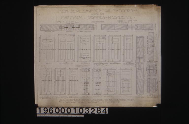 Inch scale and F.S. details of doors : Sheet no. 16\,