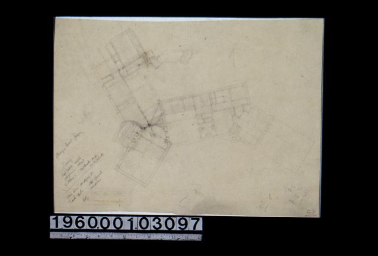 Sketch of floor plan\, unidentified sketches