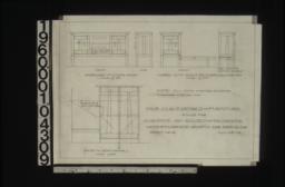 Inch scale details of furniture -- front and end of sideboard for dining room (made of O.P.); front and side showing section of shelf of cupb'ds with shelf between for dining r'm (made of O.P.); case and seat for hall (made of O.P.) : Sheet no. 18\,