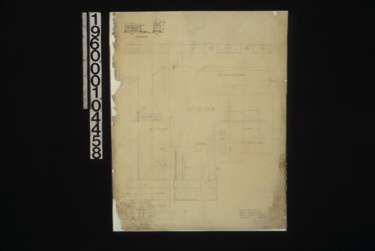 Details of chests for the Whitworth Corporation -- front and end elevations\, plan of top; full size details; Sheet no. 34.